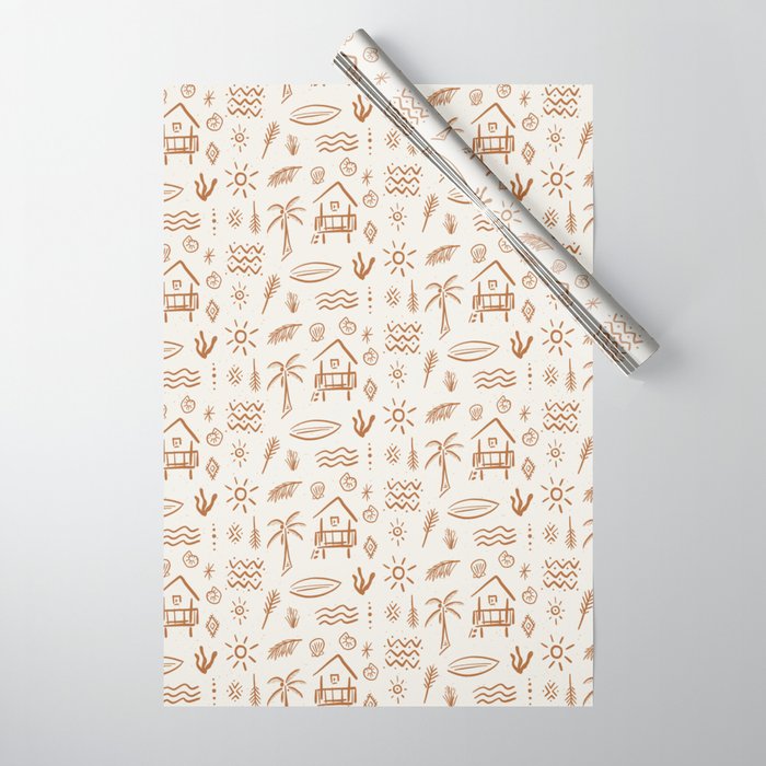 Modern Surf Shack . copper Wrapping Paper Gallery Image 1