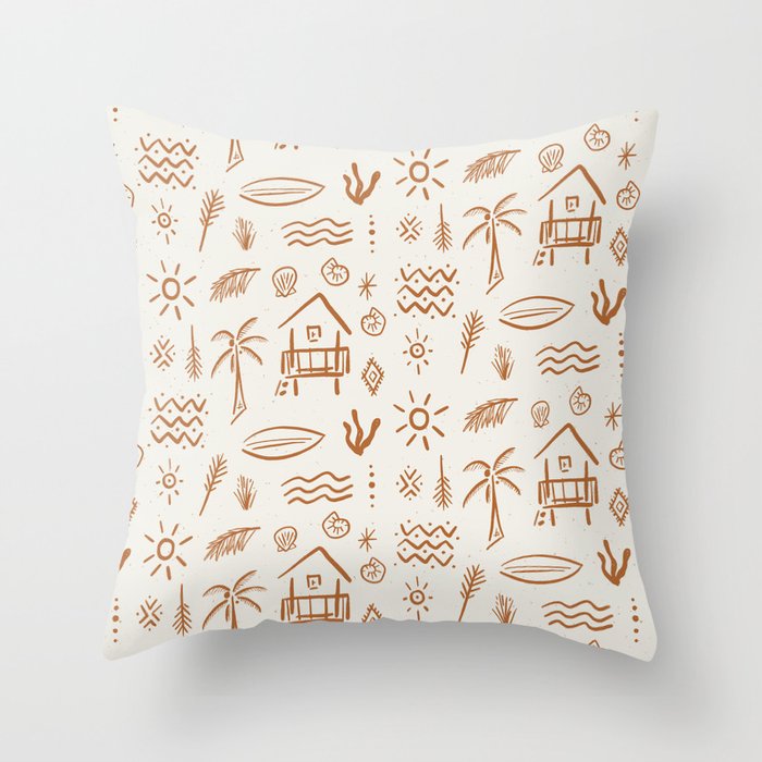 Modern Surf Shack . copper Throw Pillow Gallery Image 1