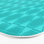 Mid Century Modern Hexad Turquoise Geometric Pattern Bath Mat Gallery Image 3