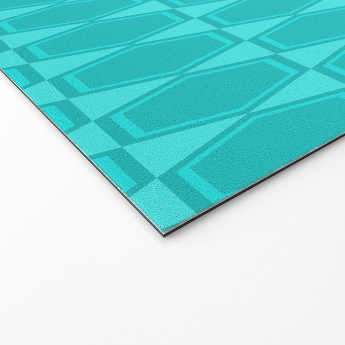Mid Century Modern Hexad Turquoise Geometric Pattern Welcome Mat Gallery Image 2