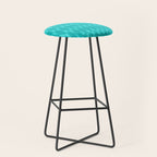 Mid Century Modern Hexad Turquoise Geometric Pattern Stool Gallery Image 1