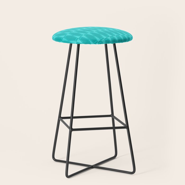 Mid Century Modern Hexad Turquoise Geometric Pattern Stool Gallery Image 1
