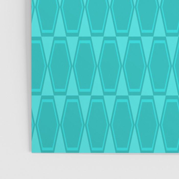 Mid Century Modern Hexad Turquoise Geometric Pattern Poster Gallery Image 3