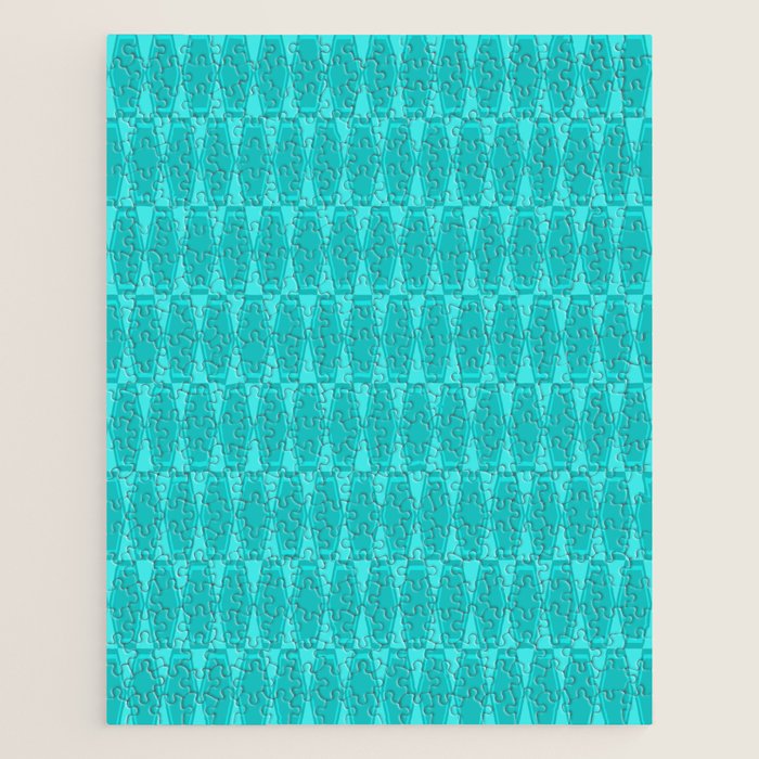 Mid Century Modern Hexad Turquoise Geometric Pattern Jigsaw Puzzle Gallery Image 1