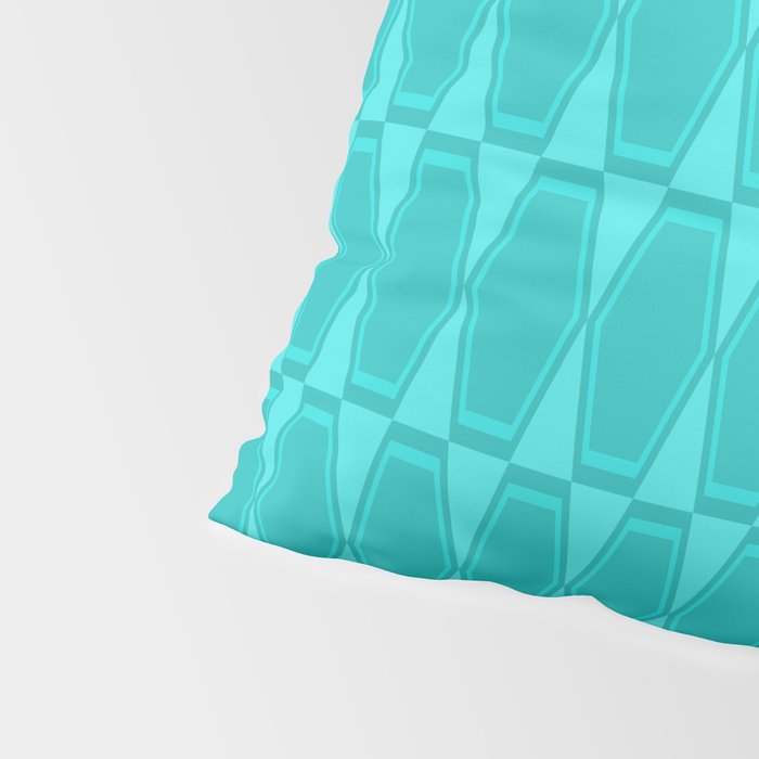 Mid Century Modern Hexad Turquoise Geometric Pattern Pillow Sham Gallery Image 4