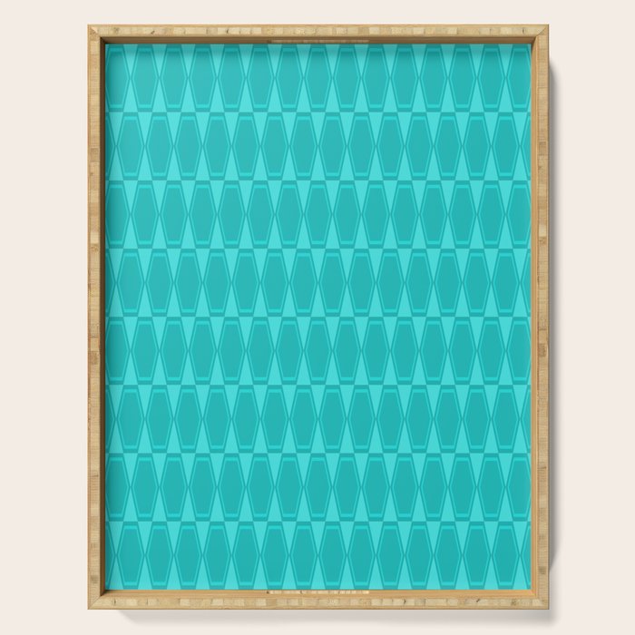 Mid Century Modern Hexad Turquoise Geometric Pattern Serving Tray Gallery Image 1