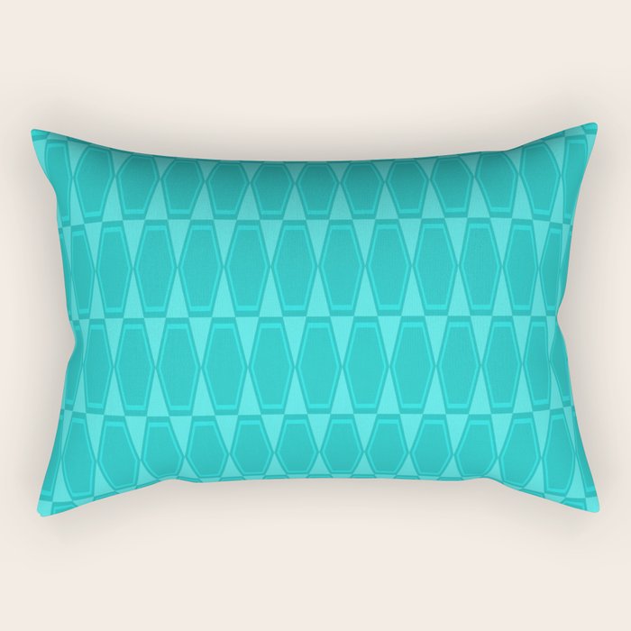 Mid Century Modern Hexad Turquoise Geometric Pattern Rectangular Pillow Gallery Image 2