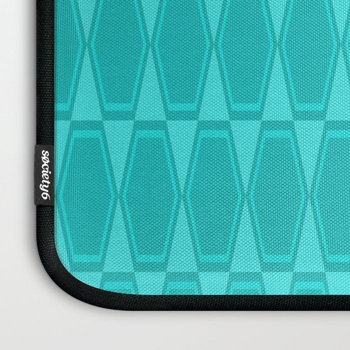 Mid Century Modern Hexad Turquoise Geometric Pattern Laptop Sleeve Gallery Image 3