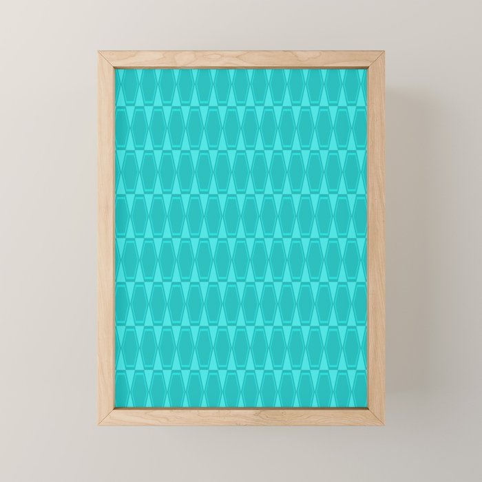 Mid Century Modern Hexad Turquoise Geometric Pattern Mini Art Print Gallery Image 1