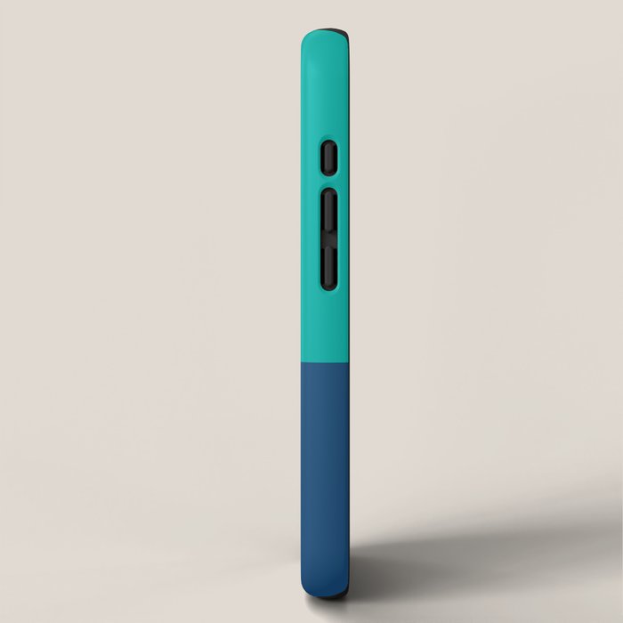 Geometric Lines in Blue Teal Yellow (Sun and Rainbow abstraction) iPhone Case Gallery Image 2