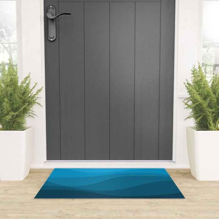 Blue wavy ocean Welcome Mat Gallery Image 3