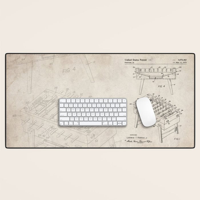 Foosball Table Patent - Foosball Player Game Room Art - Antique Desk Mat Gallery Image 1