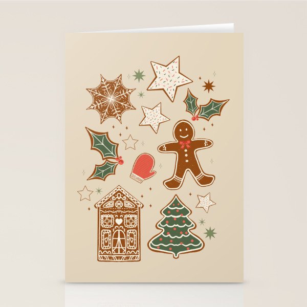 Whimsical Gingerbread Holiday Icons Collection Stationery Card Gallery Image 2