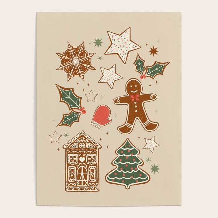 Whimsical Gingerbread Holiday Icons Collection Poster Gallery Image 4