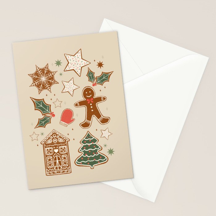 Whimsical Gingerbread Holiday Icons Collection Stationery Card Gallery Image 2