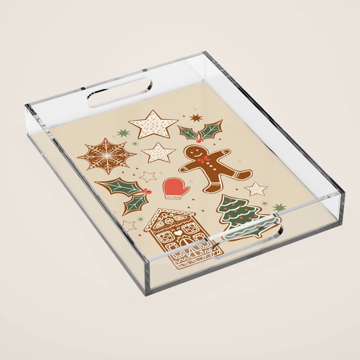Whimsical Gingerbread Holiday Icons Collection Acrylic Tray Gallery Image 1