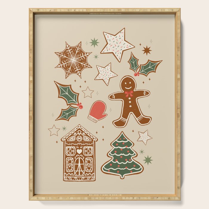 Whimsical Gingerbread Holiday Icons Collection Serving Tray Gallery Image 1