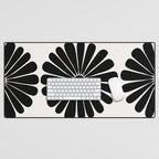 Retro Daisy Abstract I Black and White Bold Floral Desk Mat Gallery Image 1