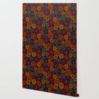Dark Burgundy, Teal & Mustard Floral Wallpaper Gallery Image 2