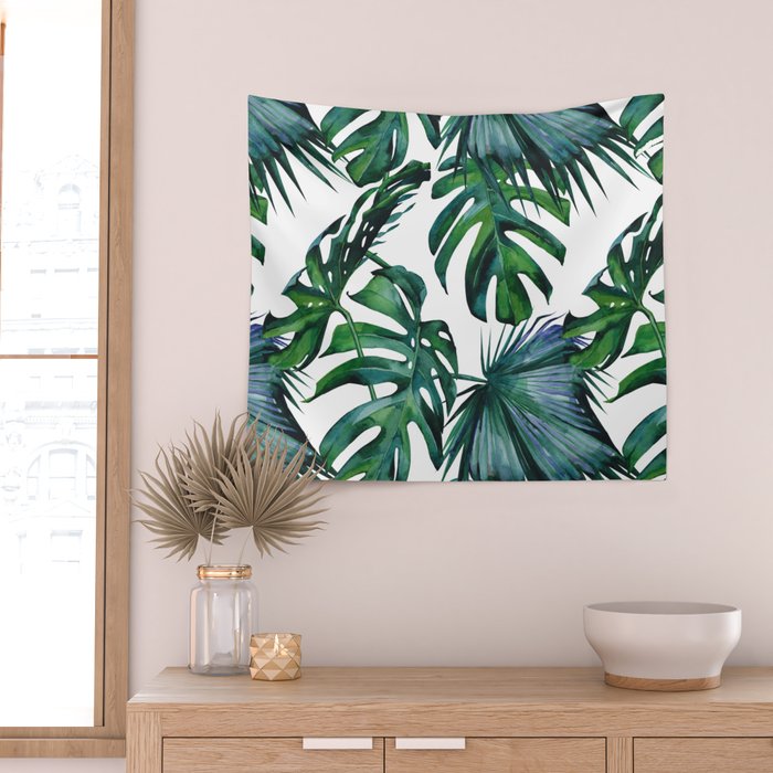 Tropical Palm Leaves Classic Wall Tapestry Gallery Image 2