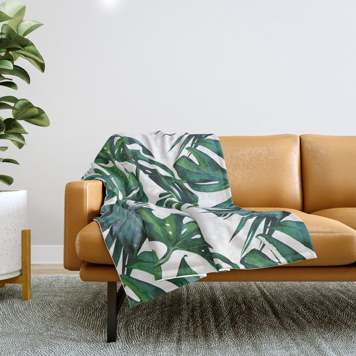 Tropical Palm Leaves Classic Throw Blanket Gallery Image 1