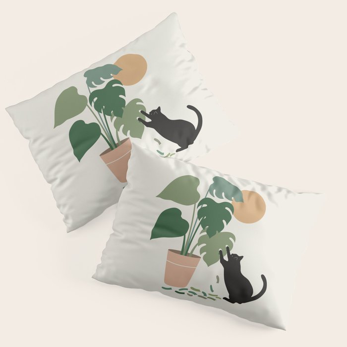 Cat and Plant 13: The Making of Monstera Pillow Sham Gallery Image 3