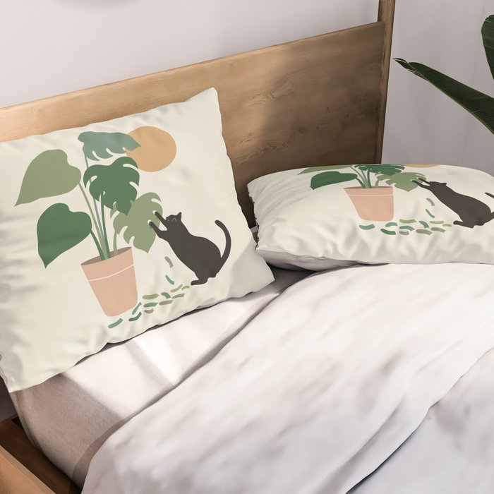 Cat and Plant 13: The Making of Monstera Pillow Sham Gallery Image 2