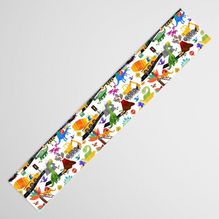Watercolor Dinosaur Construction Crew Table Runner Gallery Image 3