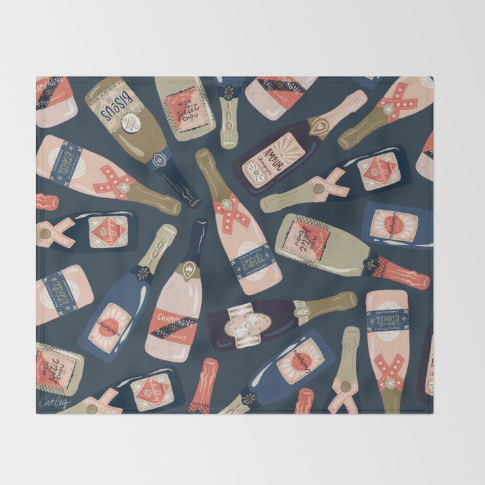 French Champagne Collection - Teal Throw Blanket Gallery Image 2