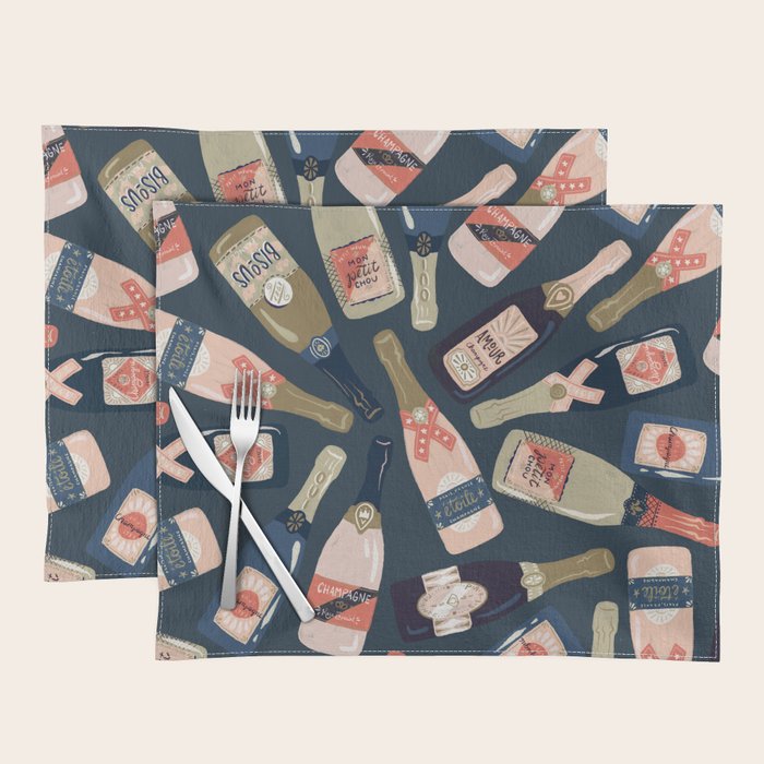 French Champagne Collection - Teal Placemat Gallery Image 1