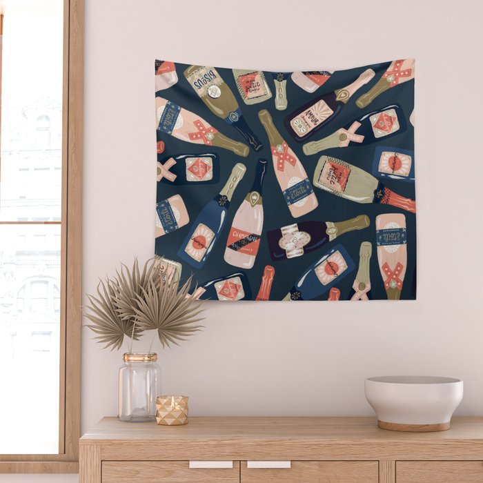 French Champagne Collection - Teal Wall Tapestry Gallery Image 2