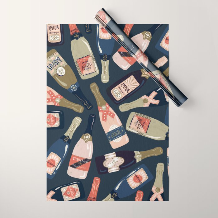 French Champagne Collection - Teal Wrapping Paper Gallery Image 1