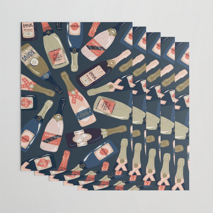 French Champagne Collection - Teal Wrapping Paper Gallery Image 3