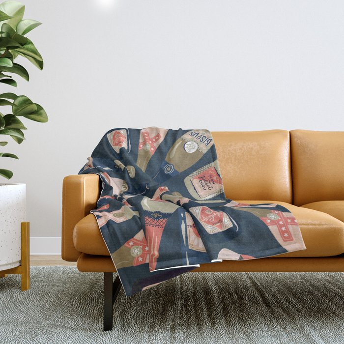French Champagne Collection - Teal Throw Blanket Gallery Image 1