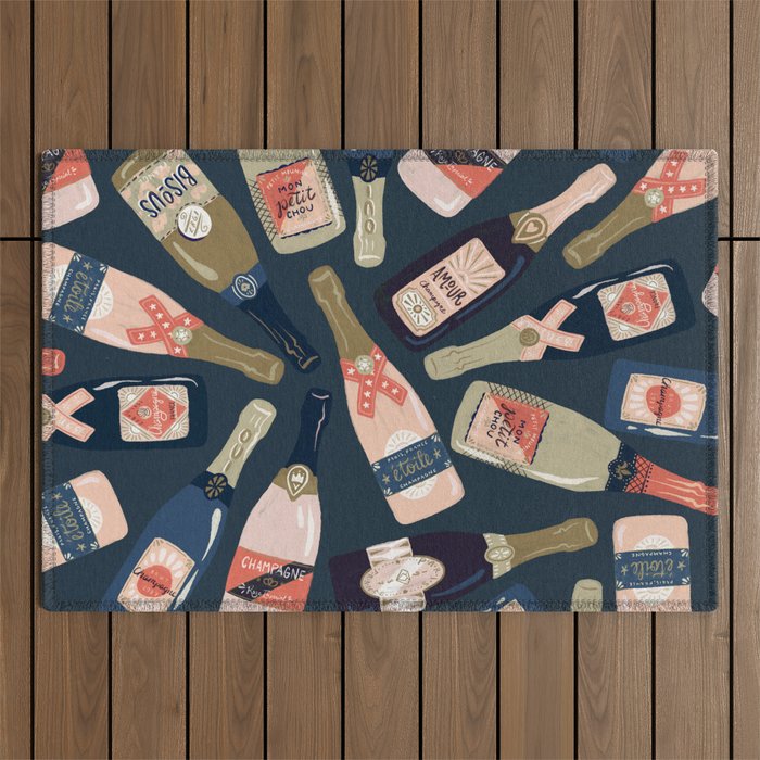 French Champagne Collection - Teal Outdoor Rug Gallery Image 1