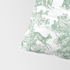 Toile de Jouy Vintage French Exotic Jungle Forest Green & White Pillow Sham Gallery Image 4