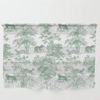 Toile de Jouy Vintage French Exotic Jungle Forest Green & White Wall Hanging Gallery Image 1