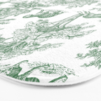 Toile de Jouy Vintage French Exotic Jungle Forest Green & White Bath Mat Gallery Image 3