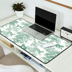 Toile de Jouy Vintage French Exotic Jungle Forest Green & White Desk Mat Gallery Image 2