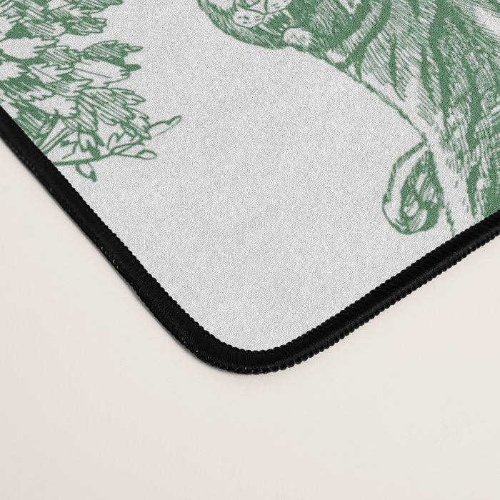 Toile de Jouy Vintage French Exotic Jungle Forest Green & White Desk Mat Gallery Image 4