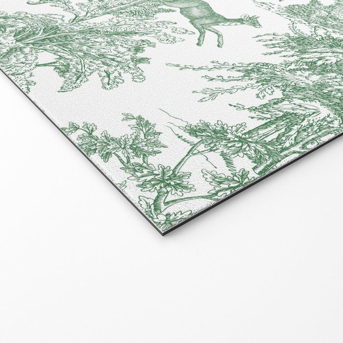 Toile de Jouy Vintage French Exotic Jungle Forest Green & White Welcome Mat Gallery Image 2