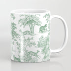 Toile de Jouy Vintage French Exotic Jungle Forest Green & White Coffee Mug Gallery Image 1