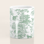 Toile de Jouy Vintage French Exotic Jungle Forest Green & White Coffee Mug Gallery Image 4