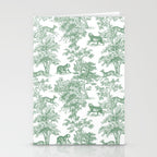 Toile de Jouy Vintage French Exotic Jungle Forest Green & White Stationery Card Gallery Image 2
