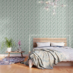 Toile de Jouy Vintage French Exotic Jungle Forest Green & White Wallpaper Gallery Image 3