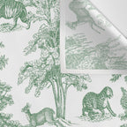 Toile de Jouy Vintage French Exotic Jungle Forest Green & White Wall Tapestry Gallery Image 3