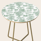 Toile de Jouy Vintage French Exotic Jungle Forest Green & White Side Table Gallery Image 2