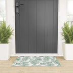 Toile de Jouy Vintage French Exotic Jungle Forest Green & White Welcome Mat Gallery Image 3