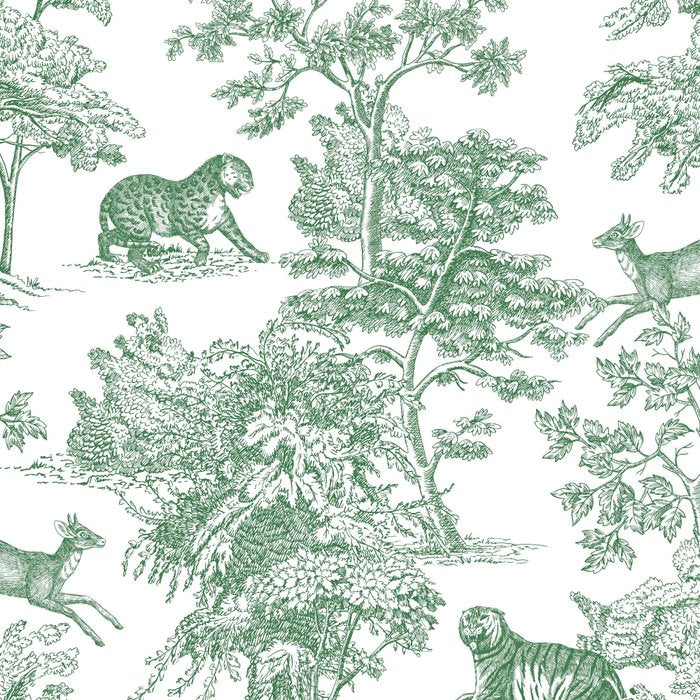 Toile de Jouy Vintage French Exotic Jungle Forest Green & White Coffee Mug Gallery Image 2