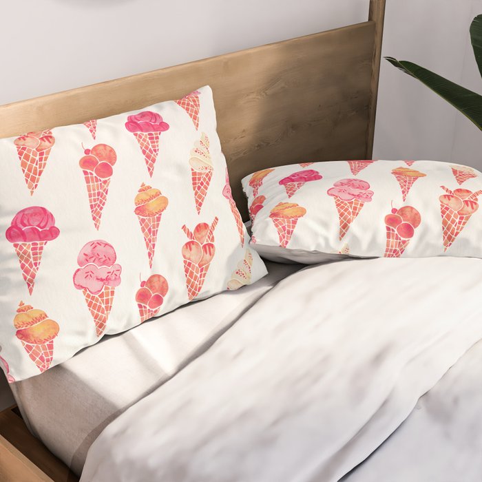 Ice Cream Cones - Pink & Peach Palette Pillow Sham Gallery Image 2